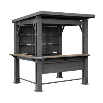 Bar Gazebo - Resin - L228.6 x W198.2 x H243.8 cm - Anthracite Grey Wood Look