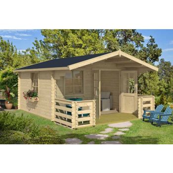 Luna 2-Log Cabin, Wooden Garden Room, Timber Summerhouse, Home Office - L403.8 x W530 x H245.1 cm