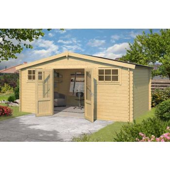 Washington-Log Cabin, Wooden Garden Room, Timber Summerhouse, Home Office - L518.6 x W396 x H245.1 cm