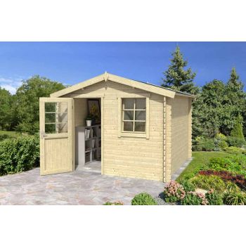 Nina 230-Log Cabin, Wooden Garden Room, Timber Summerhouse, Home Office - L307.2 x W250 x H233.7 cm