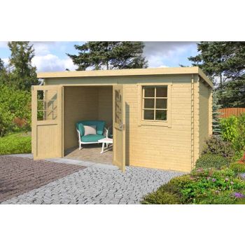 Amira 230-Log Cabin, Wooden Garden Room, Timber Summerhouse, Home Office - L400 x W268.7 x H210.9 cm