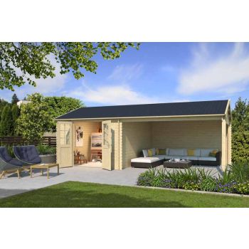 EL Paso-Log Cabin, Wooden Garden Room, Timber Summerhouse, Home Office - L701 x W417.1 x H273.6 cm