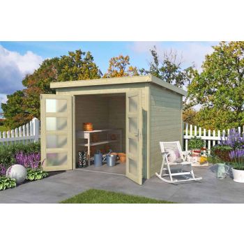 Zambezi 3-Log Cabin, Wooden Garden Room, Timber Summerhouse, Home Office - L270 x W224.6 x H210.9 cm