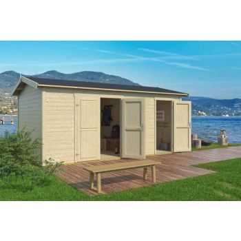 Tuvalu XL-Log Cabin, Wooden Garden Room, Timber Summerhouse, Home Office - L540 x W331.2 x H250.8 cm