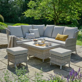 Vienna Mini Corner - Aluminium Wide Weave Wicker/Spun Polyester - Beige
