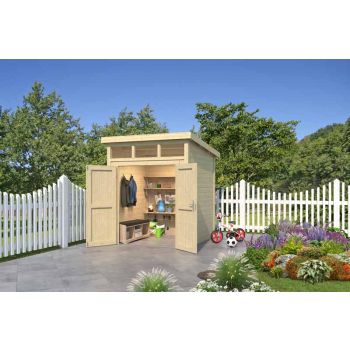 Kibo 1-Log Cabin, Wooden Garden Room, Timber Summerhouse, Home Office - L220 x W223.5 x H245.1 cm