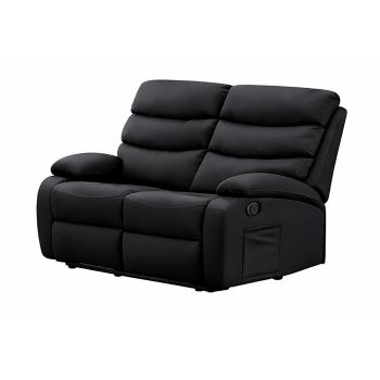 2 Seater Recliner Sofa - L92 x W133 x H104 cm - Assembly Required - Black
