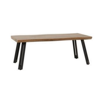 Quebec Wave Edge Coffee Table - L58.5 x W100 x H43.5 cm - Medium Oak Effect/Black