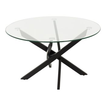 Sheldon Round Coffee Table - L80 x W80 x H45 cm - Clear Glass/Black