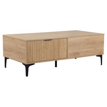 Miami 2 Drawer Coffee Table - L60 x W43 x H120 cm - Oak Effect/Black
