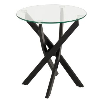 Sheldon Side Table - L50 x W56 x H50 cm - Clear Glass/Black