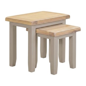 Windsor Nest of 2 Tables - L37 x W54 x H50 cm - Putty/Oak