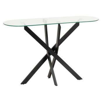Sheldon Console Table - L40 x W78.5 x H120 cm - Clear Glass/Black