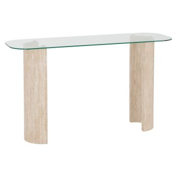 Modena Console Table - L45 x W80 x H140 cm - Clear Glass/Cream Marble