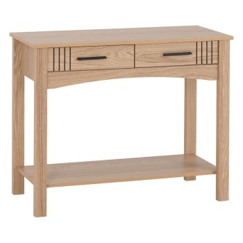 Tessa 2 Drawer Console Table - L35 x W73.5 x H93 cm - Natural Oak