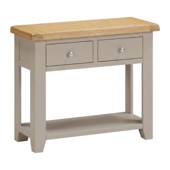 Windsor 2 Drawer Console Table - L34 x W85 x H70.5 cm - Putty/Oak