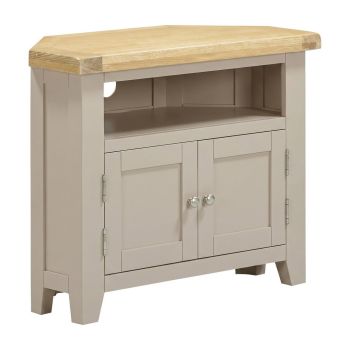 Windsor Corner TV Unit - L40 x W80 x H65 cm - Putty/Oak