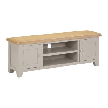 Windsor Straight TV Unit - L37 x W140 x H50.5 cm - Putty/Oak