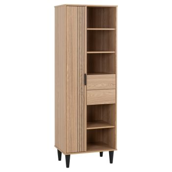 Tessa 1 Door 2 Drawer Bookcase Unit - L40 x W180 x H63 cm - Natural Oak