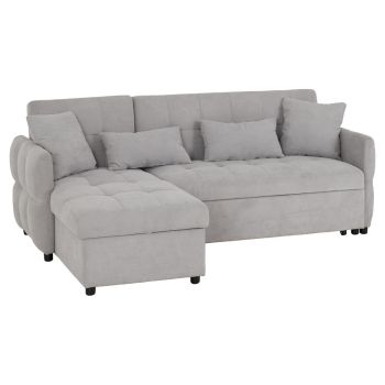 Chelsea Corner Sofa Bed - L144 x W88 x H212 cm - Silver Grey