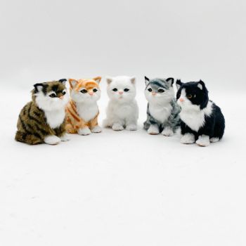 14cm Standing Cats-6 Asst Colour - Fabric - L10 x W10 x H24 cm