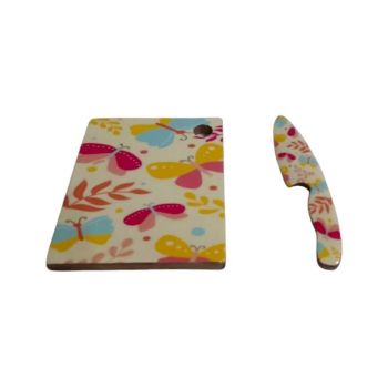 Chopping Board with Knife - MDF - L2 x W18 x H23 cm - Multicolor