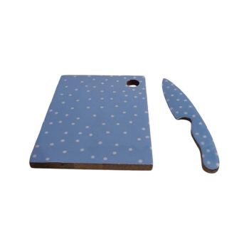Chopping Board with Knife - MDF - L2 x W18 x H23 cm - Blue