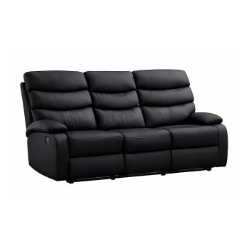 3 Seater Recliner Sofa - L92 x W187 x H106 cm - Assembly Required - Black