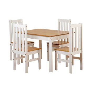 Ludlow 1+4 Dining Set - White/Oak Lacquer