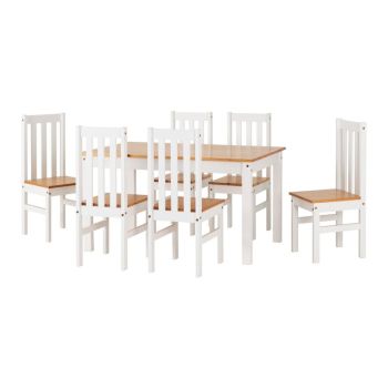 Ludlow 1+6 Dining Set - White/Oak Lacquer
