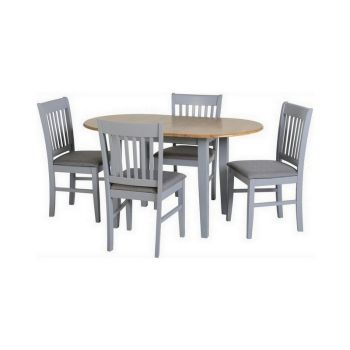 Oxford Extending Dining Set - Grey/Natural Oak/Grey Fabric