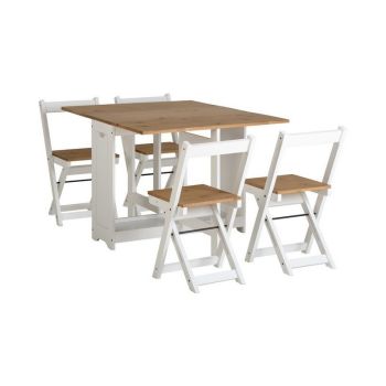 Santos Butterfly Dining Set - White/Distressed Waxed Pine