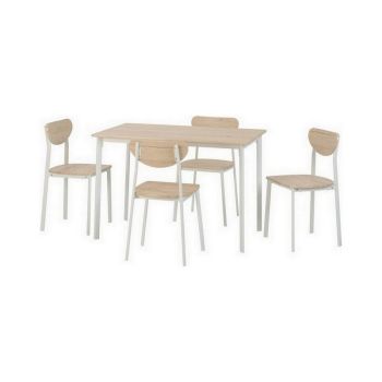 Riley Large Dining Set - White/Light Oak Effect Veneer