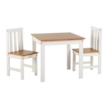 Ludlow 1+2 Dining Set - White/Oak Lacquer