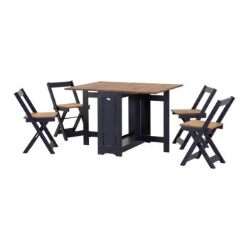 Santos Butterfly Dining Set - Navy Blue/Distressed Waxed Pine