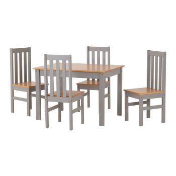 Ludlow 1+4 Dining Set - Grey/Oak Lacquer