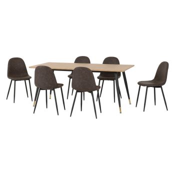Hamilton & Athens Large Indoor Dining Set - Medium Oak Effect/Brown