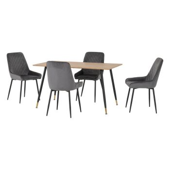Hamilton & Avery Medium Indoor Dining Set - Medium Oak Effect/Grey Velvet