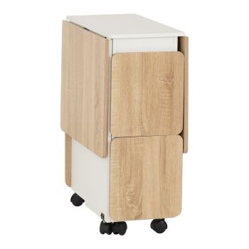 Seymore Stowaway Dining Set - L60 x W78 x H120 cm - Oak Effect/White