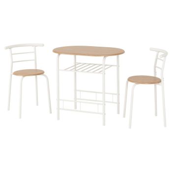 Derry Dining Table and Chairs Set - L53 x W74.5 x H80 cm - White/Oak