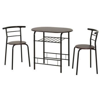 Derry Dining Table and Chairs Set - L53 x W74.5 x H80 cm - Black/Walnut