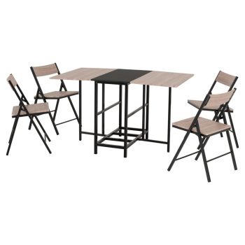 Jersey Butterfly Dining Set - L80 x W130 x H76 cm - Light Oak/Black