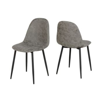 Athens Chair (Box of 2) - L55 x W44.5 x H85.5 cm - Grey Faux Leather