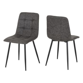 Fenton Dining Chair (Pack of 2) - L53 x W44 x H86.5 cm - Dark Grey