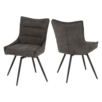 Lewis Swivel Dining Chair (Pack of 2) - L62 x W52 x H87.5 cm - Grey Fabric