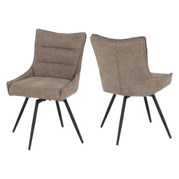 Lewis Swivel Dining Chair (Pack of 2) - L62 x W52 x H87.5 cm - Fawn Fabric
