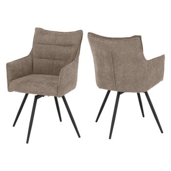Lewis Carver Swivel Dining Chair (Pack of 2) - L63 x W53 x H87.5 cm - Fawn Fabric