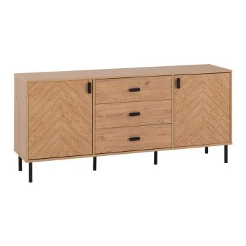 Leon 2 Door 3 Drawer Sideboard - L40 x W160 x H72.5 cm - Medium Oak Effect