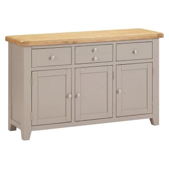 Windsor 3 Door 3 Drawer Sideboard - L40 x W137 x H82 cm - Putty/Oak