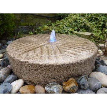 Old Mill Stone Fountain Garden Water Feature - 50-55cm Dia x 8-12cm H
